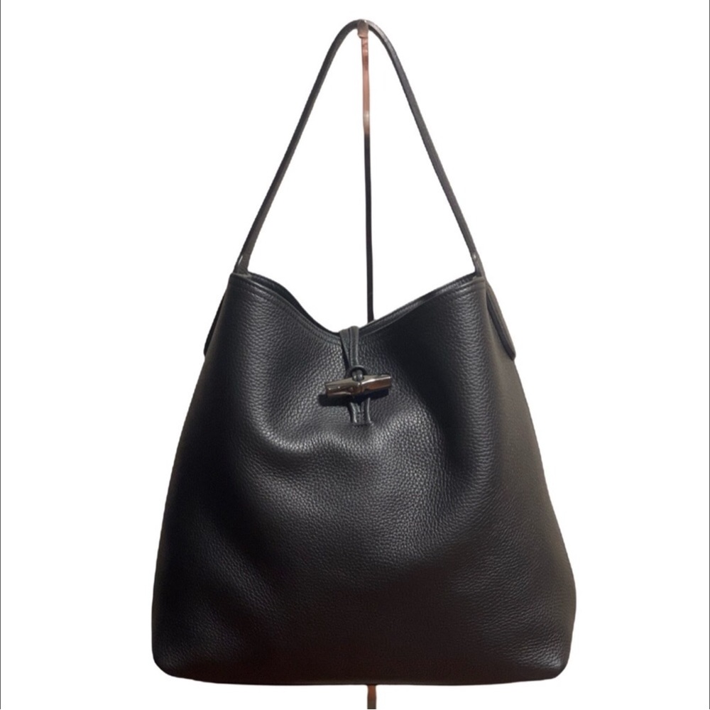 Longchamp Roseau Essential Hobo Bag in Black Leather